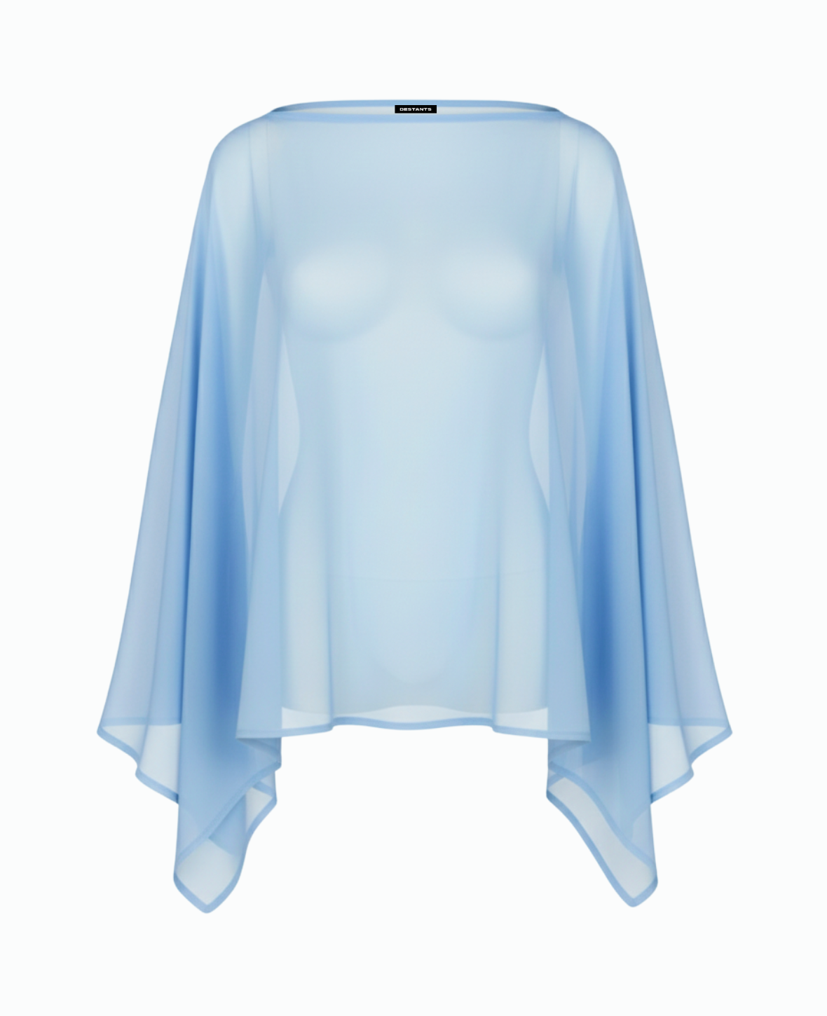 SHEER PONCHO BLOUSE IN SKY BLUE