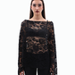 GUIPUR LACE PONCHO BLOUSE IN BLACK