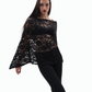 GUIPUR LACE PONCHO BLOUSE IN BLACK