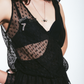ASYMMETRIC SHEER BLOUSE IN BLACK DOTTED SUIZE TULLE