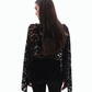 GUIPUR LACE PONCHO BLOUSE IN BLACK