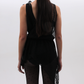 ASYMMETRIC SHEER BLOUSE IN BLACK DOTTED SUIZE TULLE