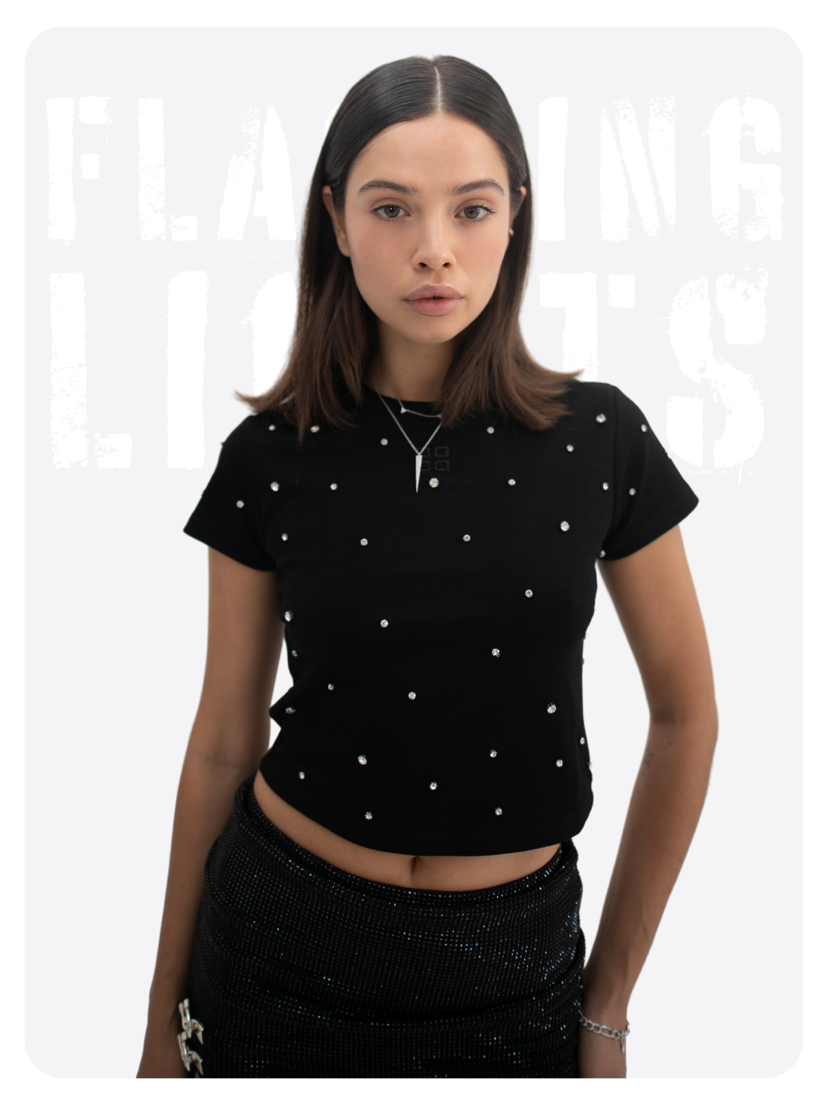 Flashing Lights crop top - black