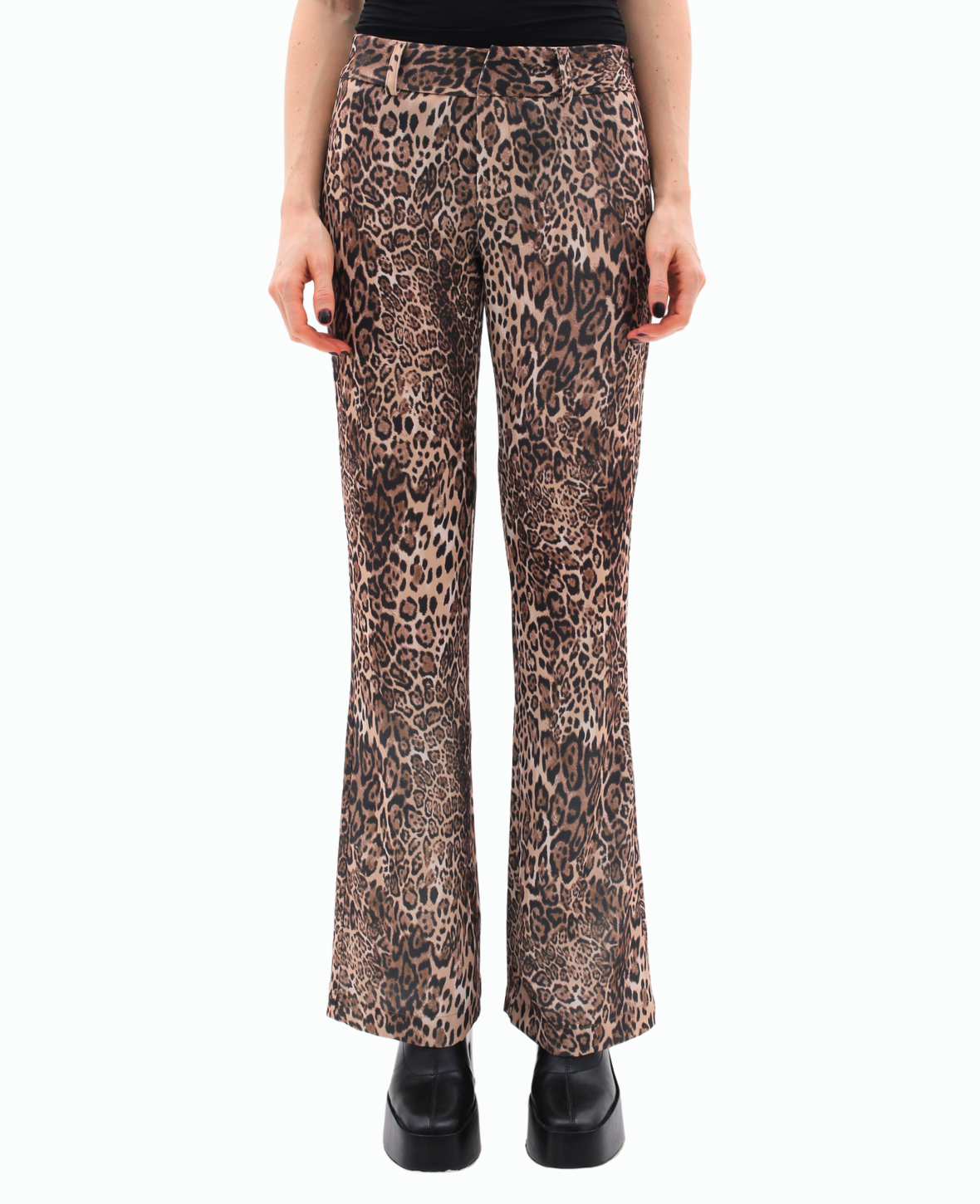FLARED TAILORED TROUSERS IN LEOPARD MOTIF