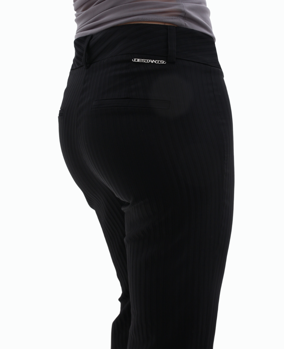 FLARED TAILORED TROUSERS IN BLACK STRIPES