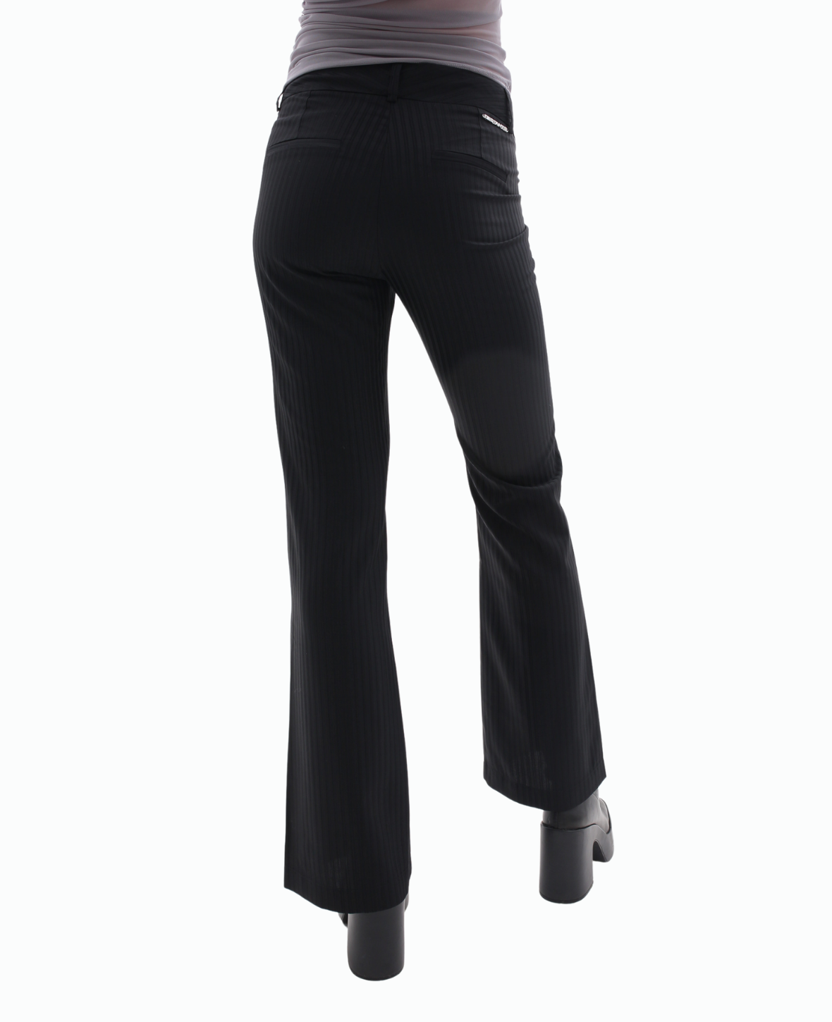 FLARED TAILORED TROUSERS IN BLACK STRIPES
