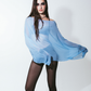 SHEER PONCHO BLOUSE IN SKY BLUE