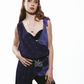 ASYMMETRIC SHEER BLOUSE IN PURPLE TARTAN