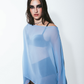 SHEER PONCHO BLOUSE IN SKY BLUE