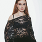 GUIPUR LACE PONCHO BLOUSE IN BLACK